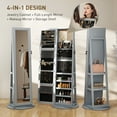 thumbnail image 4 of HOMCOM Jewelry Cabinet, 360° Swivel Jewelry Armoire with Mirror, Gray, 4 of 8