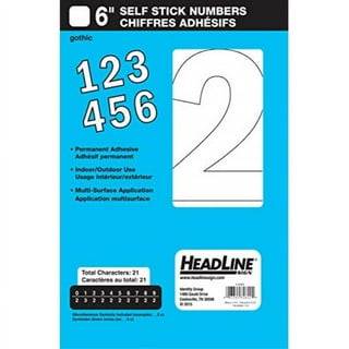 Chartpak Press-On Vinyl Numbers, Self Adhesive, Black, 6H, 21-Pack
