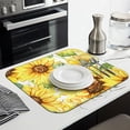 thumbnail image 2 of Sunflower Print Dish Drying Pad for Kitchen Countertop Microfiber Rack Mat Absorbent Foldable Floral Drainer 16x18 Inch, 2 of 6
