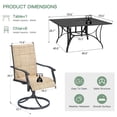 thumbnail image 3 of BUPPLEE 9-Piece Outdoor Dining Set for 8 with Swivel Chairs, Square Metal Table with Umbrella Hole for Patio, Deck and Backyard, 3 of 7