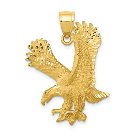 - 14k Yellow Gold Eagle Pendant Charm Necklace Bird