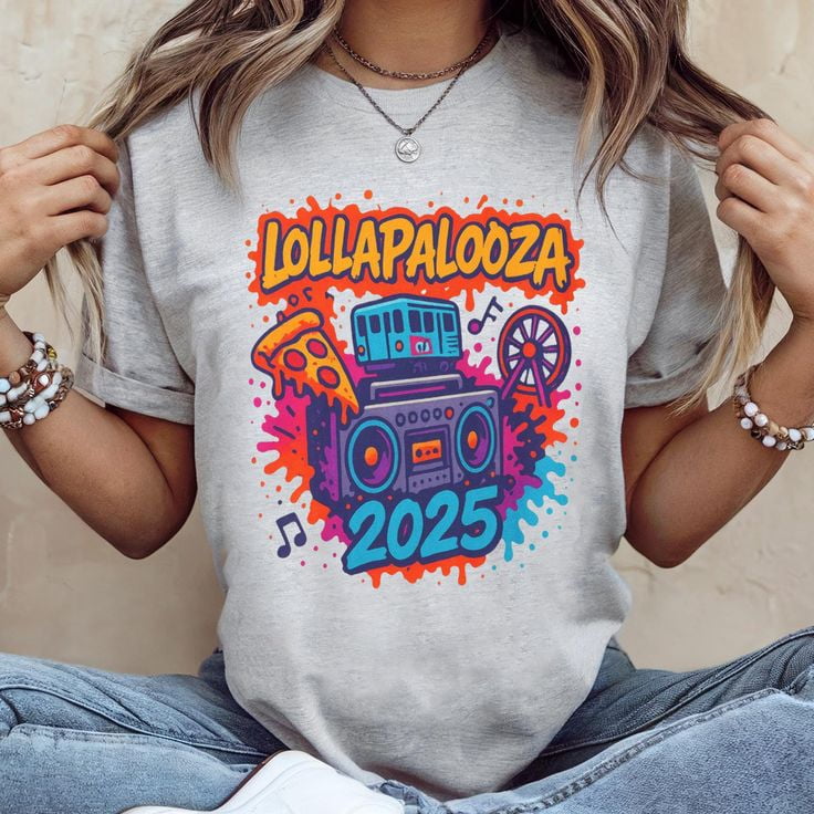 Lollapalooza 2025: Retro Music Festival Graphic, Psychedelic