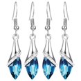 thumbnail image 1 of Aretes de lágrima Drop01 2Pares Circón Azul S925 Plata Aretes Gota de Agua., 1 of 2