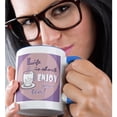 thumbnail image 2 of Tea Lover Gift - Life Is Short Enjoy Your Tea - Purple, 11oz Two-Tone Blue Mug, 2 of 7