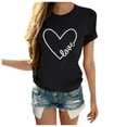 thumbnail image 3 of T-shirt Décontracté à Manches Courtes Col Rond Imprimé Lettre en Forme de Cœur pour Femmes pour la Saint-Valentin, 3 of 6