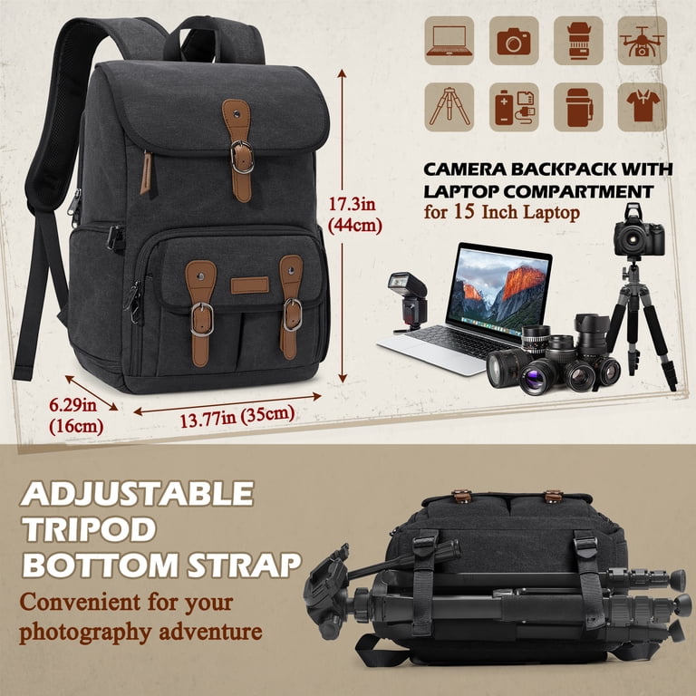 Camera Backpack, DSLR SLR Camera Bag Backpack Fits 15.6 Inch Laptop,Anti-Theft RAINSMORE Camera Bag Backpack for DSLR/SLR Mirrorless 15.6  main image 4