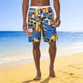 thumbnail image 2 of UVEASISHA Tropical Shorts for Men Hawaiian Printed Swim Trunks without Liner Adjustable Drawstring Waist Board Shorts Water Sports Swimwear Yellow L, 2 of 8