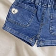 thumbnail image 4 of Girls' Denim Shorts with Elastic Waist & Heart Pockets, No Button Pull-On Shorts for Kids to 8 Years, Soft Blue Cotton Summer Play Shorts,Size 3-4T, 4 of 5