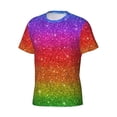 thumbnail image 5 of Vsdgher Rainbow Glitter Print Men's Dry Fit Mesh Athletic Shirts Moisture Wicking Tennis T-Shirt Tops, 5 of 9