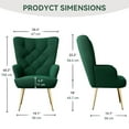 thumbnail image 4 of Daluvenix Adjustable Legs Accent Chair, Velvet/Leather Upholstery, High Wide Armrest & Thick Pad, 300LBS Weight Capacity Single Sofa, Green, 4 of 6