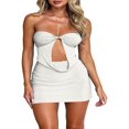 thumbnail image 1 of Femmes Envelopper la Poitrine Robe Bodycon Couleur Unie Évider Mini Robe, 1 of 8