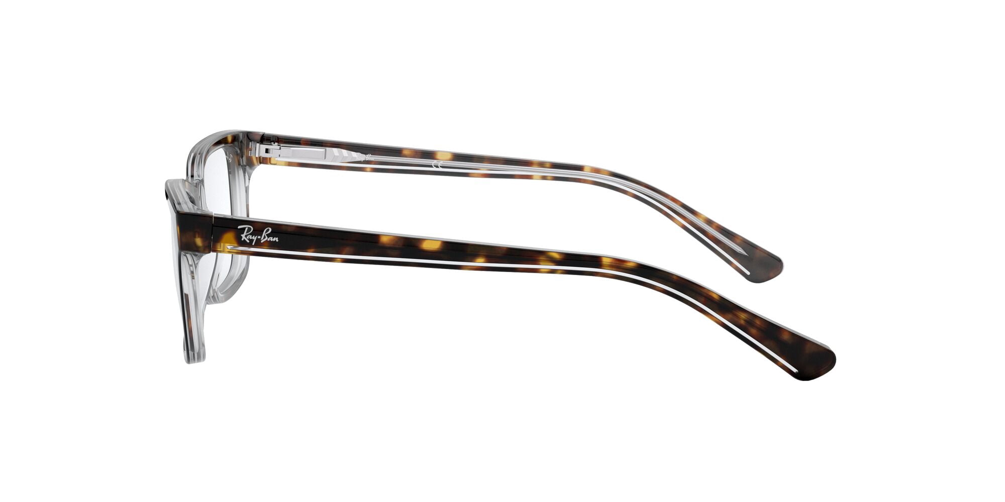 Ray-Ban Youth Size 48 0RY1536 Prescription Eyeglasses with Case, Dark Havana on Transparent/Demo Lens