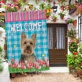 thumbnail image 2 of Dog Spring Summer Welcome House Flag White Miniature Schnauzer Tulip Flowers Blue Buffalo Plaid Outside Yard Decor Flag Banner 28X40 Inch Double Side Style 1, 2 of 6