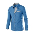 thumbnail image 6 of LEKWK Button Down Shirt Men Long Sleeve Color Block Collared Dress Shirts with Chest Pocket Fall Business Casual Office Work Professional Wear, 6 of 6