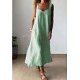 thumbnail image 2 of Chouyatou Women's Summer Spaghetti Strap Sleeveless Linen Overall Dress Casual A-Line Midi Long Beach Dress, 2 of 3