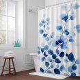 thumbnail image 5 of Watercolor Blue Leaves Fabric Shower Curtain Simple Style Washable Shower Curtains for Bathroom, Waterproof Bath Curtain with Hooks Home Decor 72x72in, 5 of 8