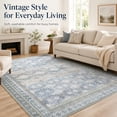 thumbnail image 5 of Washable Silver Sage Area Rug 5x8ft, Non Slip Low Pile Vintage Medallion Rug for Living Room Bedroom, 5 of 7