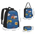 thumbnail image 2 of Sikiie Construction Vehicles Print Backpack Lunch Bag Pencil Case Set, Durable Backpack Combination Three-piece Set Suitable for Campus, Office, Unisex, 2 of 7