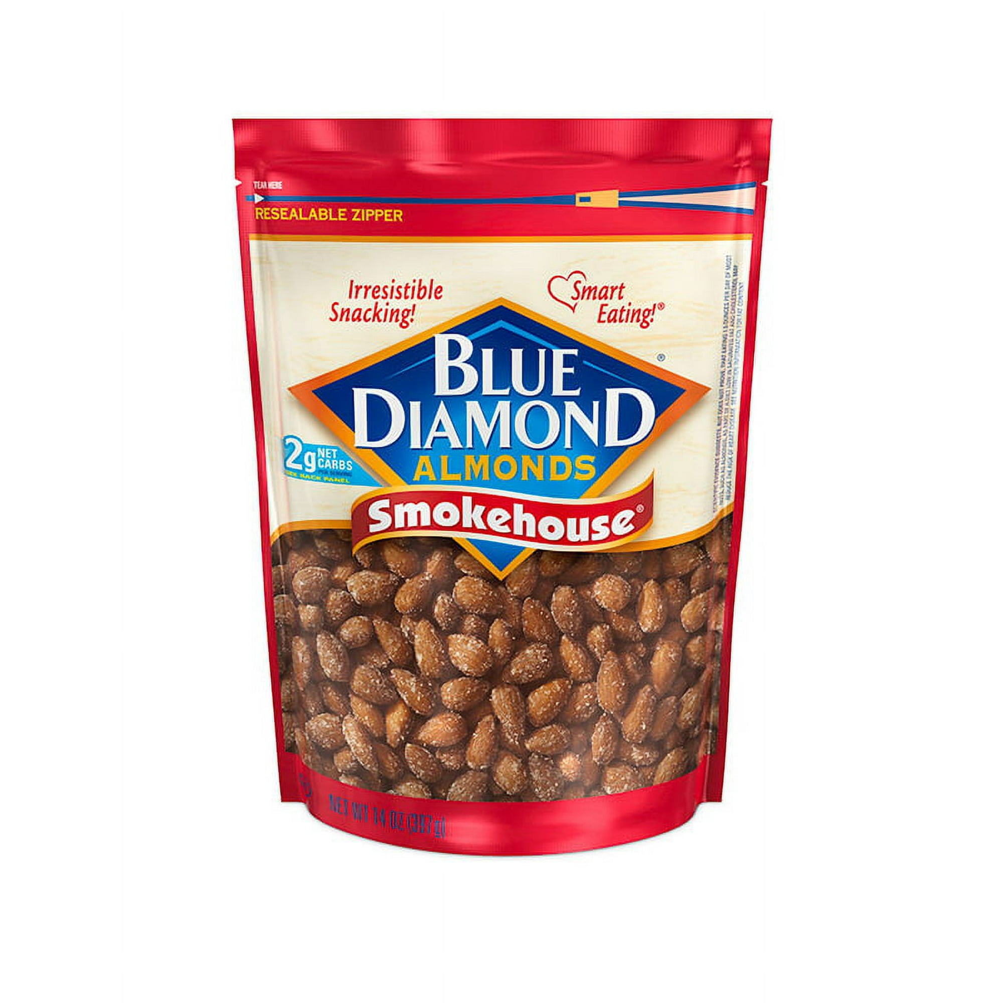 Blue Diamond Almonds, Smokehouse Flavored Snack Nuts Perfect for Snacking, 14oz Resealable Bag