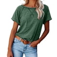 thumbnail image 2 of Womens Top Clearance Fashion Womens Leisure Solid Color Short Sleeve Round Neck Casual Loose Tops, 2 of 5