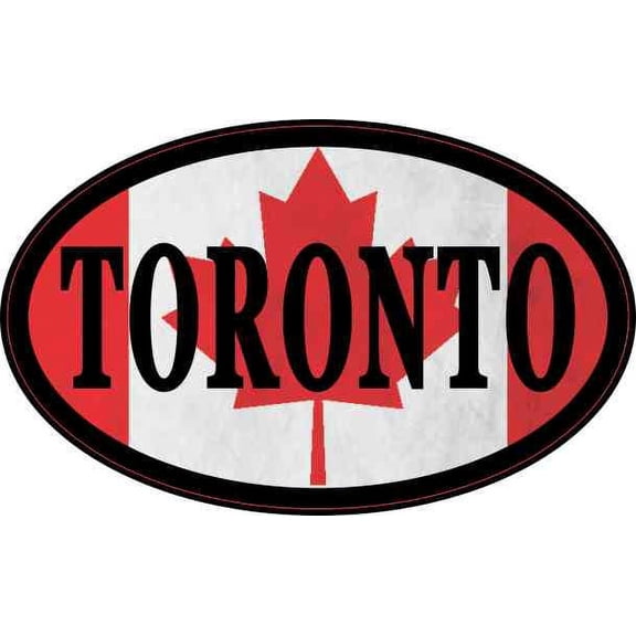 4in x 2.5in Oval Canadian Flag Toronto Sticker