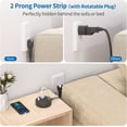 thumbnail image 3 of 2 Prong Power Strip, 2 Prong to 3 Prong Outlet Adapter, 2 Prong Extension Cord, Rotating Plug, Wall Mount, 3 of 8