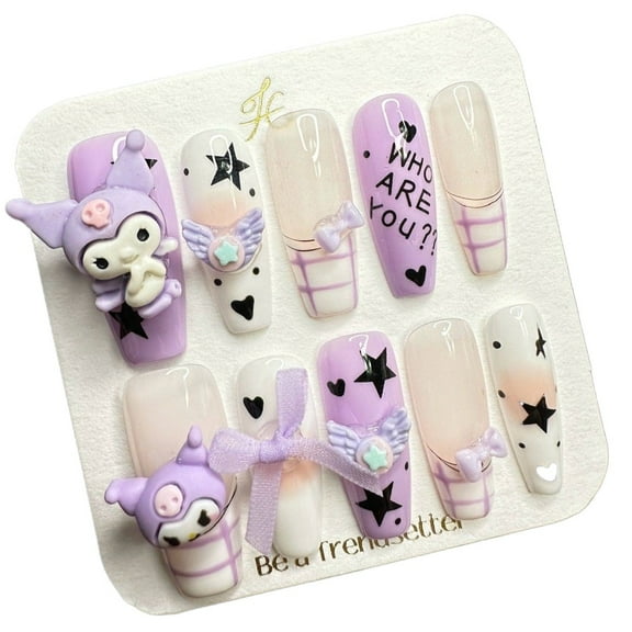 Pure Handmade Press on nails, JC Press On Nails Kit , Short Length Nail Press Ons, Durable, Easy Application, Stylish Impress Press On Nails,Perfect for Daily Wear & Special Occasions（E53 M）