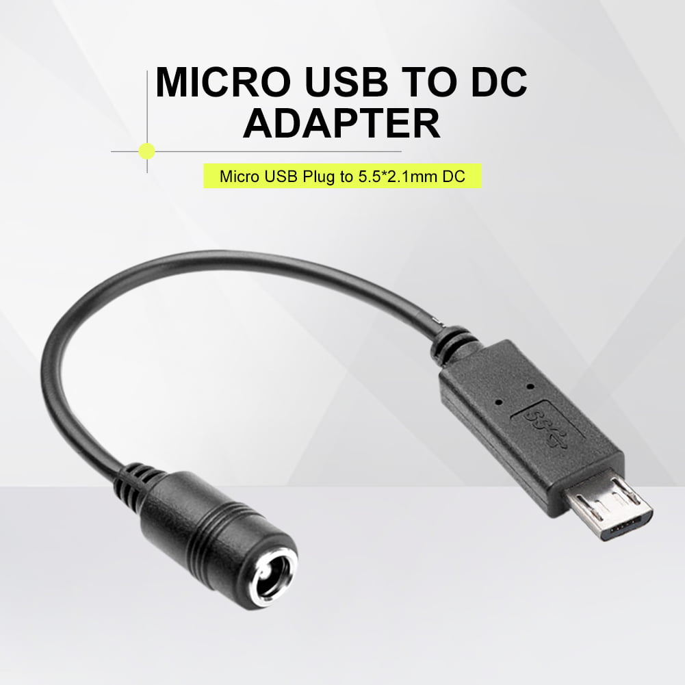 5.5x2.1mm Female to Micro USB Male Barrel Adapter Charging Cable Connector C hg 
