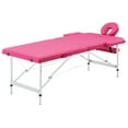 thumbnail image 1 of vidaXL Foldable Massage Table 2 Zones Aluminium Pink, 1 of 5