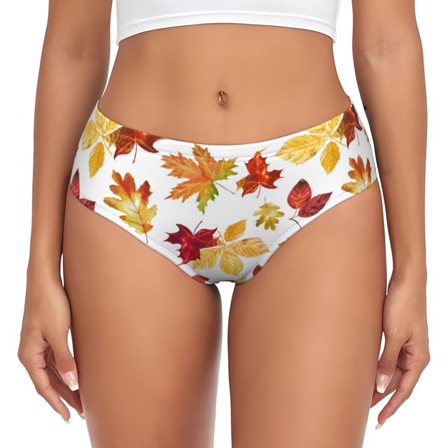 Fotbe Autumn Leaves 1 Calzones Estampados para Mujer – Ropa Interior de Algodón, Cómoda, Suave y Elástica-3X-Large