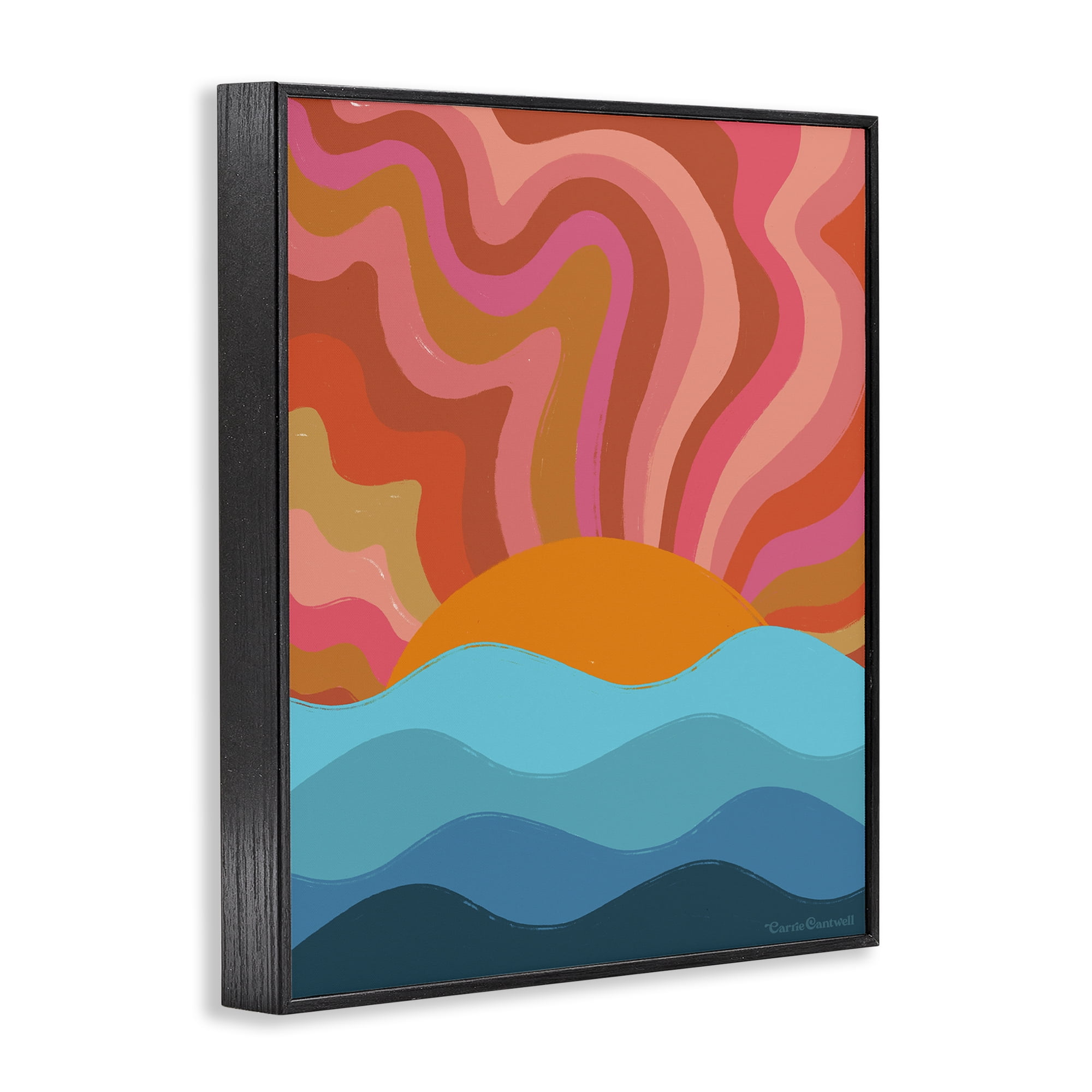 Stupell Industries Liquid Sunshine Funky Landscape Landscape Painting Black Framed Art Print Wall Art, 24 x 30
