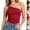 27# Red, variant on Tank Top for Women with Built-in Bra, One Shoulder Slim Crop Spaghetti Strap Camisole for Summer Wear Red M