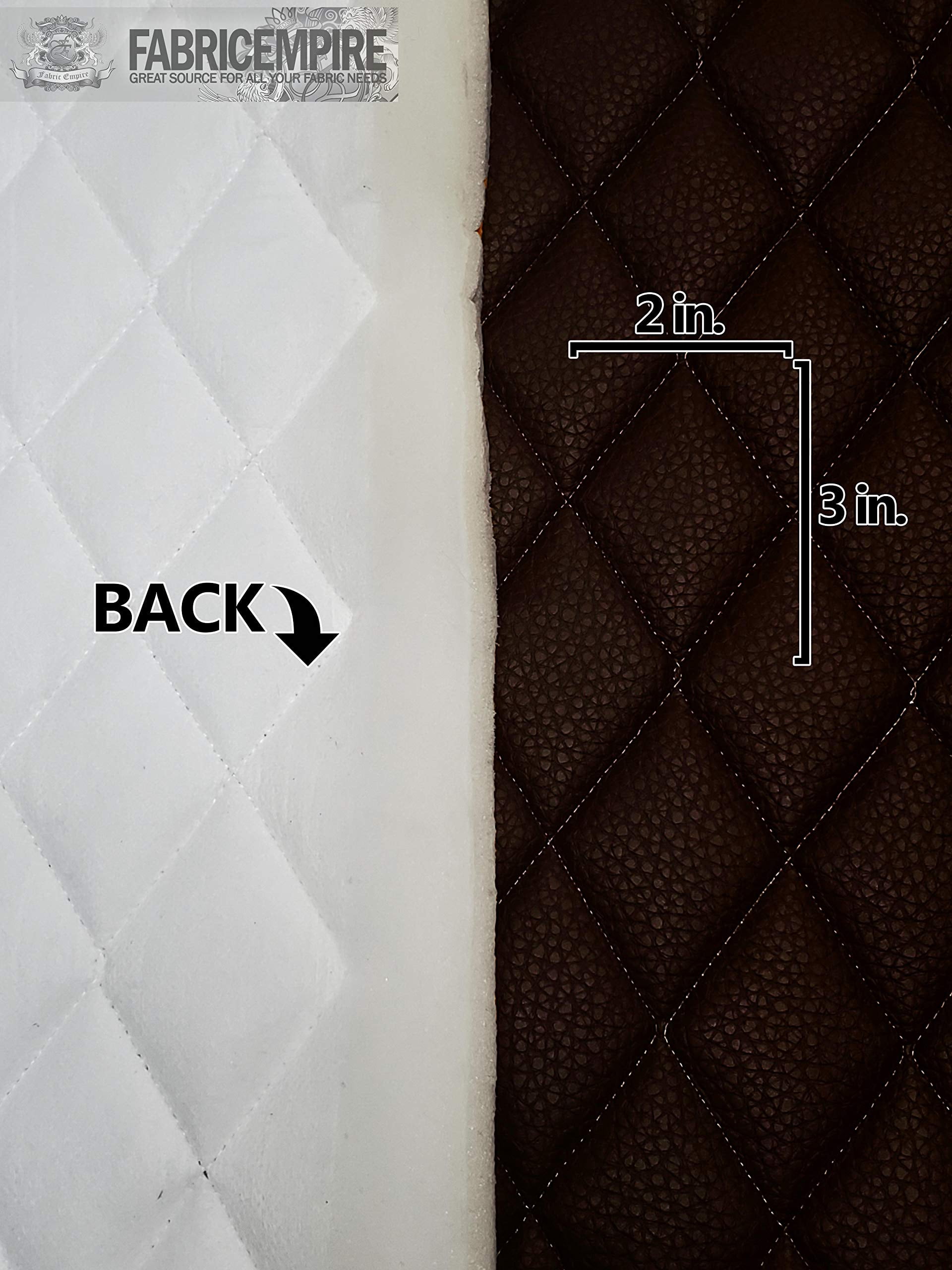 Quilted Vinyl Padded Upholstery Fabric w 3/8" Foam Backing Pebble Grain 2"x3" Diamond /52" Wide/Continuous Yard/ Boat Seats, Jet Ski Seat Covers, Rv Wall Panels, Golf Cart Seat Cushions (Chocolate)