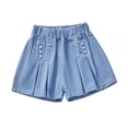 thumbnail image 2 of Taqqpue Girl's Denim Ruffle Skirts Mini Flared Pleated Toddler Jean Skorts with Shorts Underneath 2-12 Years, 2 of 7