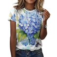 thumbnail image 3 of Bee And Flowers T-Shirt O Neck Retro Print Big Size T-Shirts Short Sleeve Tees Womens Pretty Design, 3 of 5