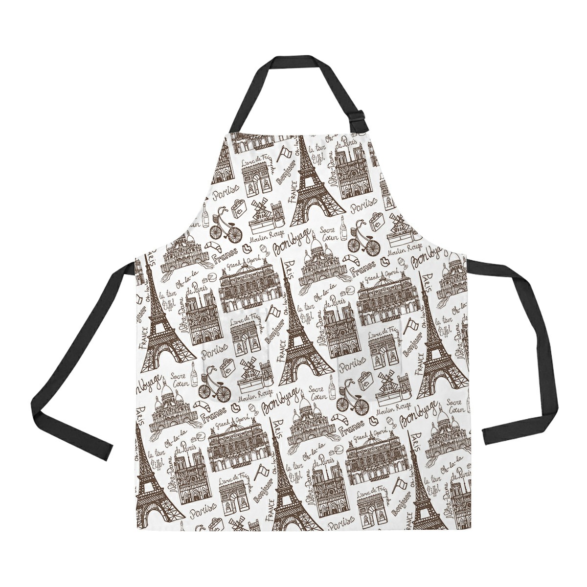 ABPHQTO Paris Landmark Lettering Vintage Doodle French Apron Home
