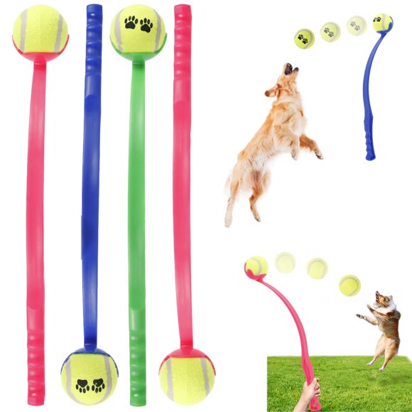2pcs Dog Ball Launcher Dog Toy Dog Ball Thrower Dog Fetch & Play Toy with 2 Tennis Balls Durable Ball Launcher Thrower Dog Ball Hands Free Pick Up and Throw Play Exercise Puppy Toy for Pe