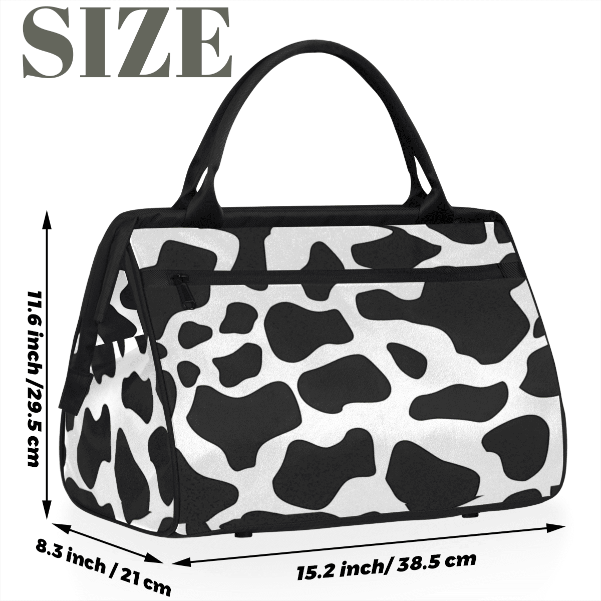 Herdesigns Cow Print Skin Weekender Travel Duffel Bag Carry On Overnight Gym Hospital Bag Personal Item Travel Bag