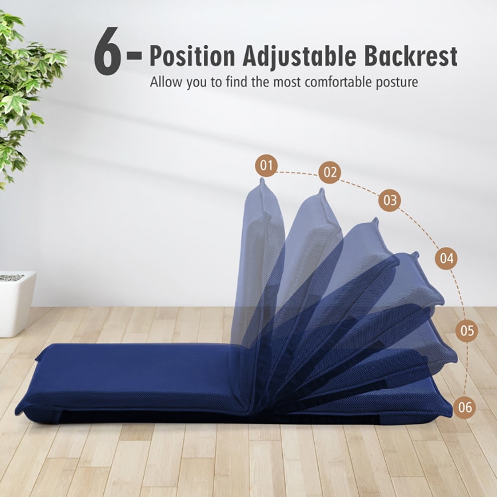 Finihen Floor Chair, Folding Lazy Sofa Chair, Adjustable 6 Positions Folding Lazy Man Sofa Chair, for Living Room, Bedroom, for Gaming, Reading, Navy Finihen Floor Chair, Folding Lazy Sofa Chair, Adjustable 6 Positions Folding Lazy Man Sofa Chair, for Living Room, Bedroom, for Gaming, Reading, Navy
