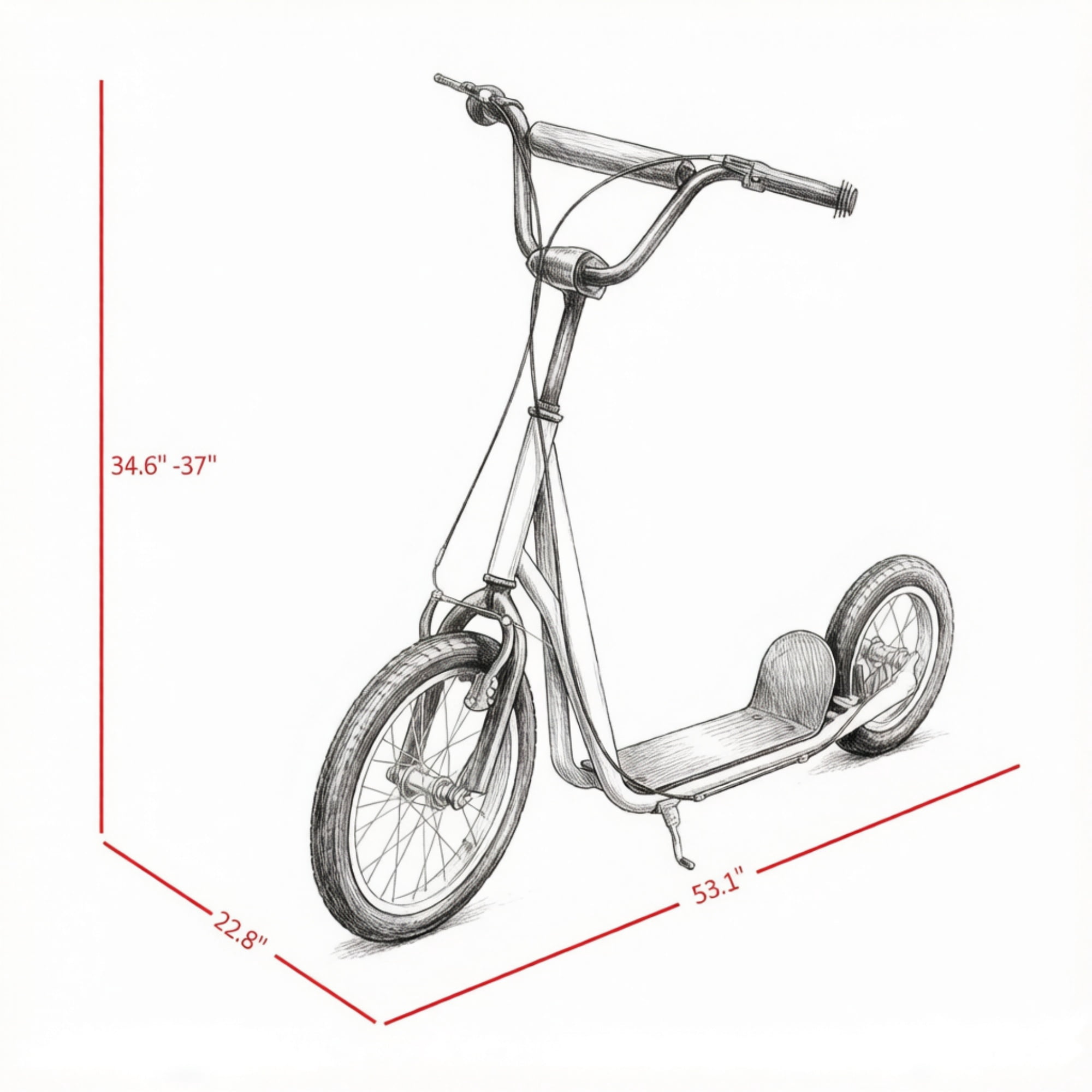 Teens Kids Ride-On Scooter, Height Adjustable Handlebar, Dual Brakes, Pneumatic Wheels, Safe Toy for Children 5 and Up, Green