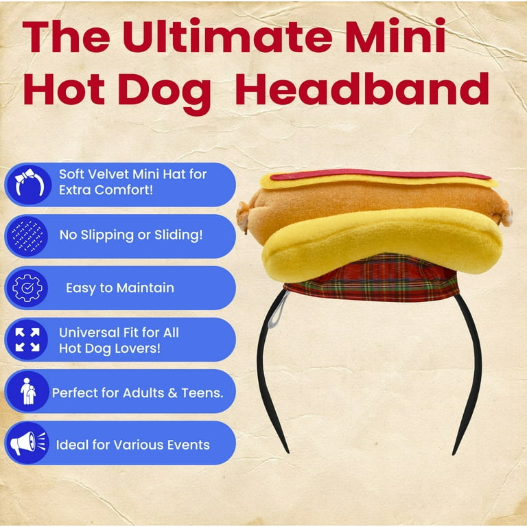 Nicky Bigs Novelties Hot Dog Hat- Mini Velvet Headpiece On