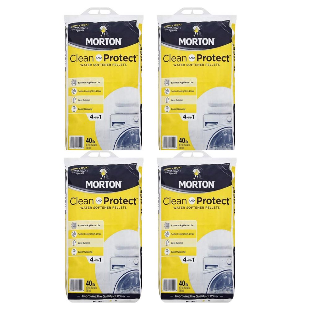 Morton Salt Clean & Protect Water Softener Pellets, 40 Pounds (4 Pack