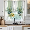thumbnail image 4 of Sage Green Eucalyptus Leaves Swag Curtains Farmhouse Stripe Botanical Swag Valances for Kitchen Windows, Window Treatment Topper Curtains for Living Room Bedroom Bathroom, 28" W x 36" L, 4 of 6