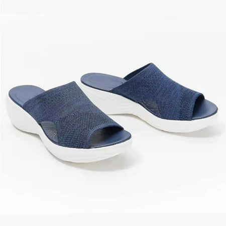 

Casual Flying Woven Upper Polyurethane Platform Sandals And Slippers Women