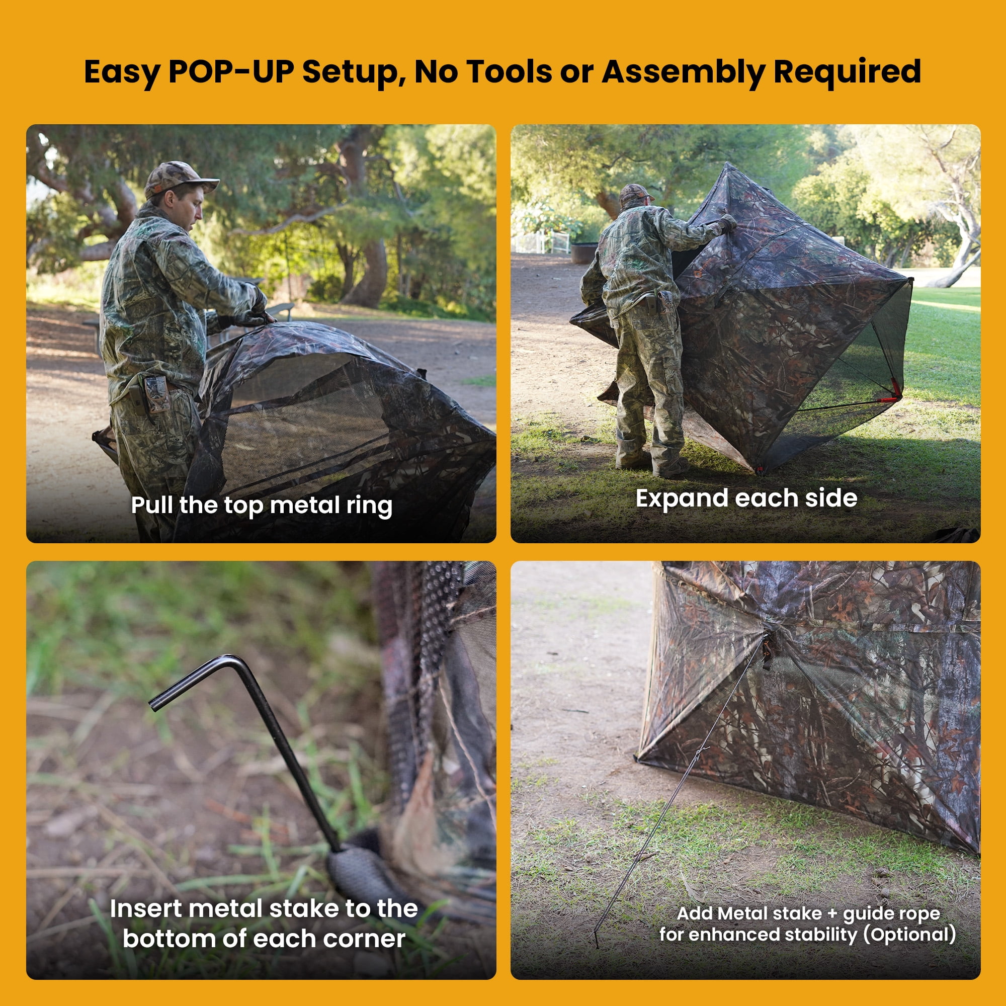 Arrowhead Outdoor 270° Vision 4.8x4.8 Ft Pop-up 2-3 Person See-through Hunting Stealth Deer Blind