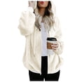 thumbnail image 5 of MSJUHEG Hoodies For Women Hoodie Thickened Overcoat Solid Color Warm Winter Fleece Lined Hoodie Snow Coat Jacket Outwear With Zipper Womens Hoodies White M, 5 of 9