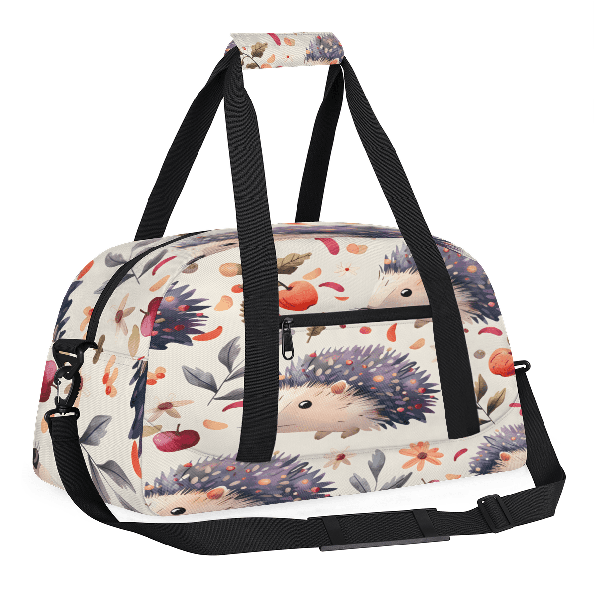 Herdesigns Cute Hedgehog Sports Duffle Bag for Women & Men, Animal Pattern Gym Bag Dance Bag Overnight Bag Carry On Weekender Travel Bag