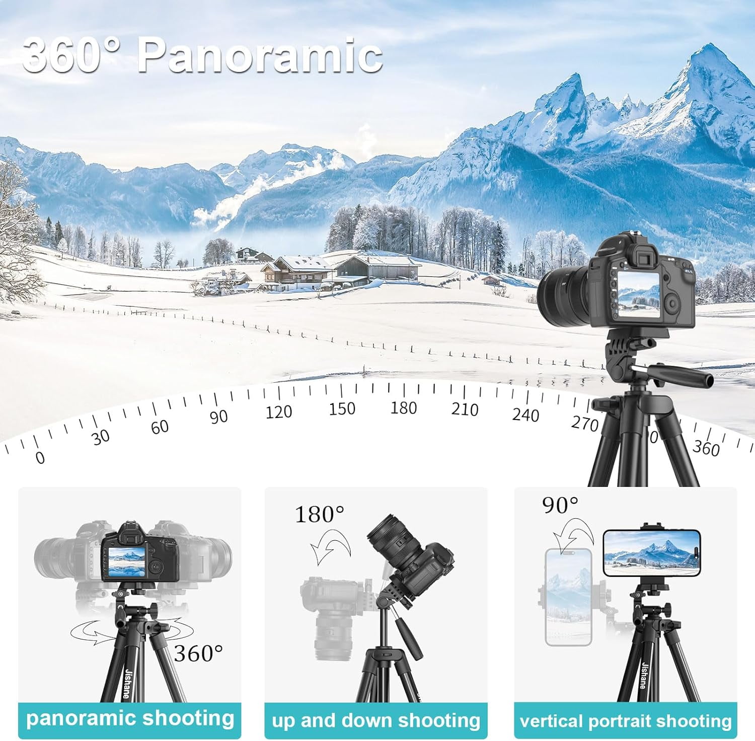 71" Camera Tripod, Versatile Cell Phone Tripod with Wireless Remote Holder and Carry Bag, Lightweight Portable Stand Compatible Smartphone Cameras, Max Load 6.6 lbs