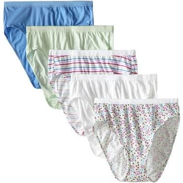 FOL Women's Plus Size 5Pack Cotton Hi Cut Panties, Assorted, 9