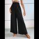thumbnail image 4 of Pantalones Palazzo de para Mujer, de Pierna , Estilo Bohemio, de Cintura Alta, Informales, para Estar en Casa, para Vacaciones en la Playa. Negro S, 4 of 10